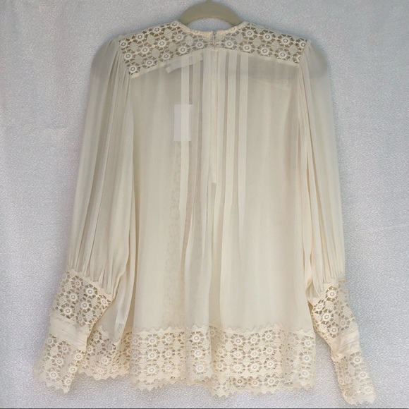 ZIMMERMANN silk + lace blouse IVORY size 6 - Picture 7 of 16